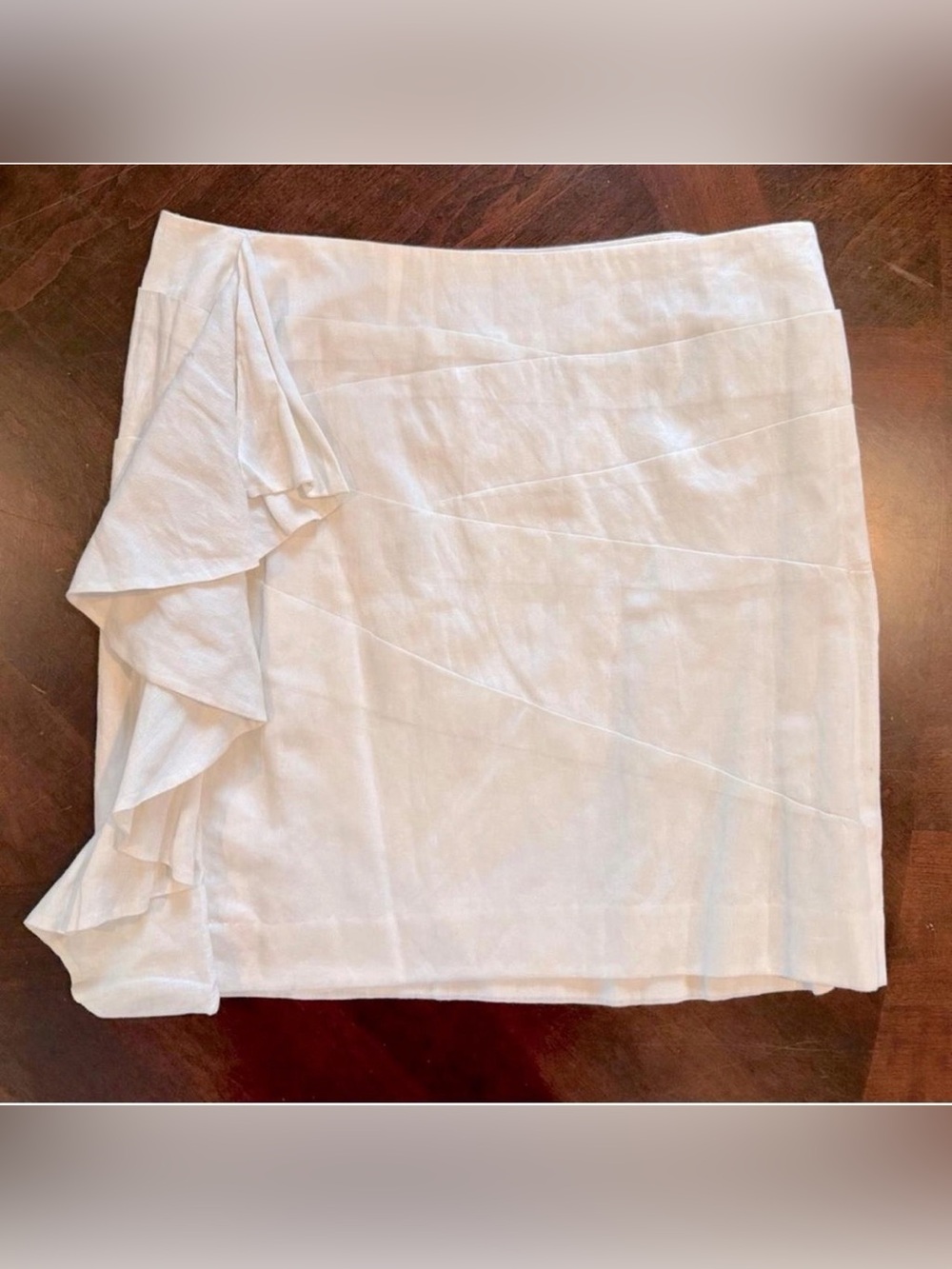 NWT, Anthropologie Leifsdottier, Cream Skirt with Side Ruffle, Size 8